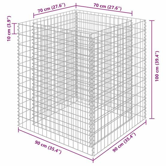 Jardinière | Lit surélevé à gabion Acier galvanisé 90x90x100 cm - Image 7
