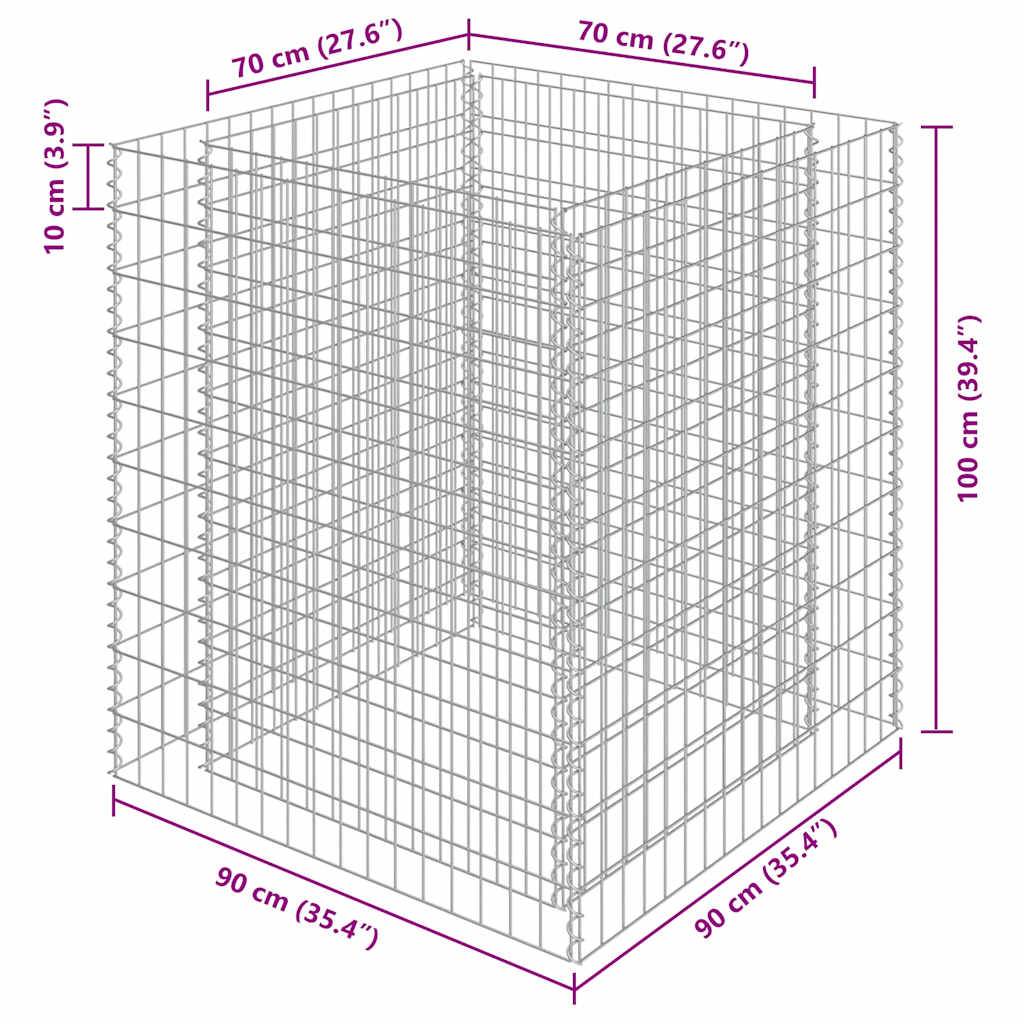 Jardinière | Lit surélevé à gabion Acier galvanisé 90x90x100 cm - Image 7