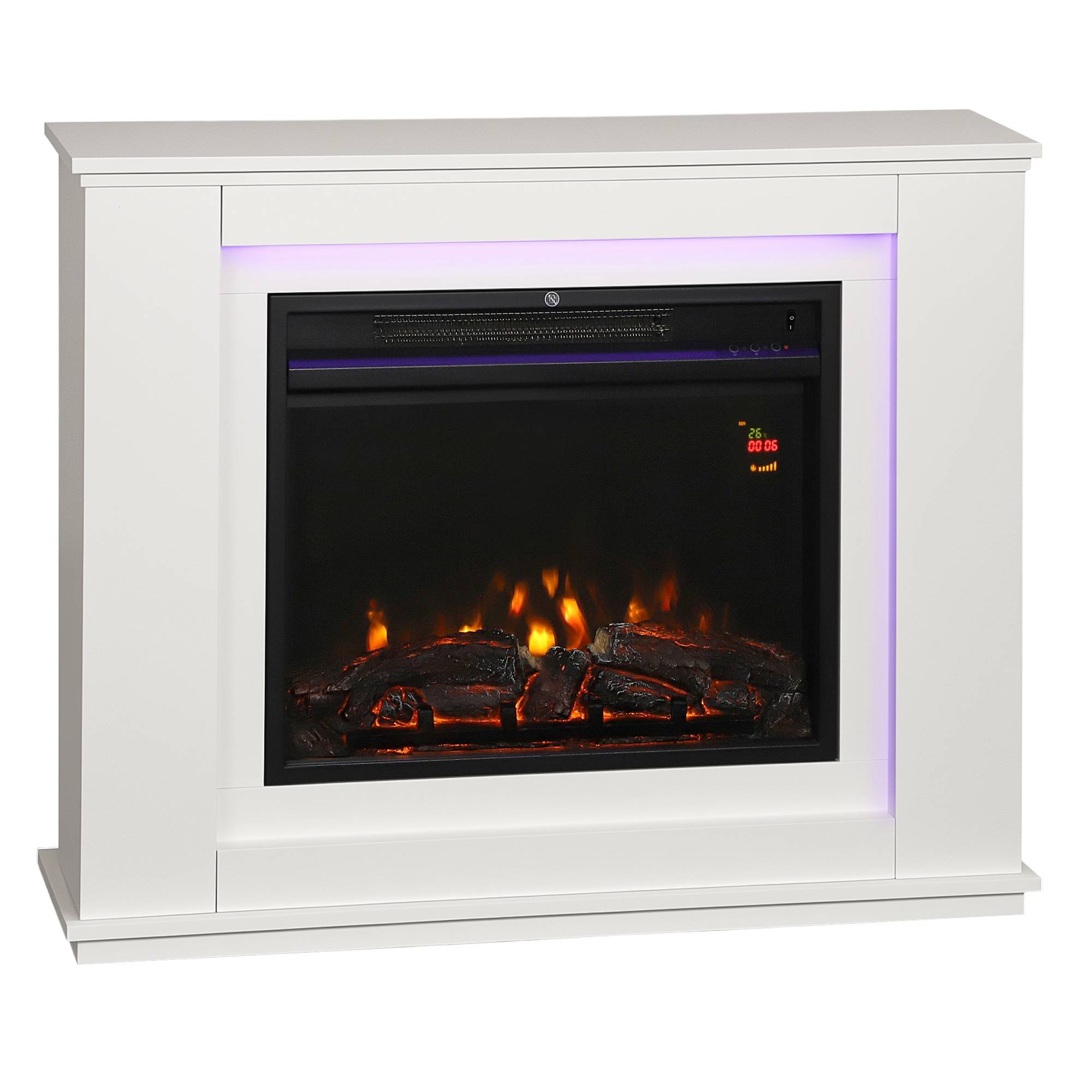Sans Marque - Cheminée électrique, flammes réalistes avec 12 couleurs, 5 niveaux de luminosité, télécommande, minuteur, Noir - Image 1