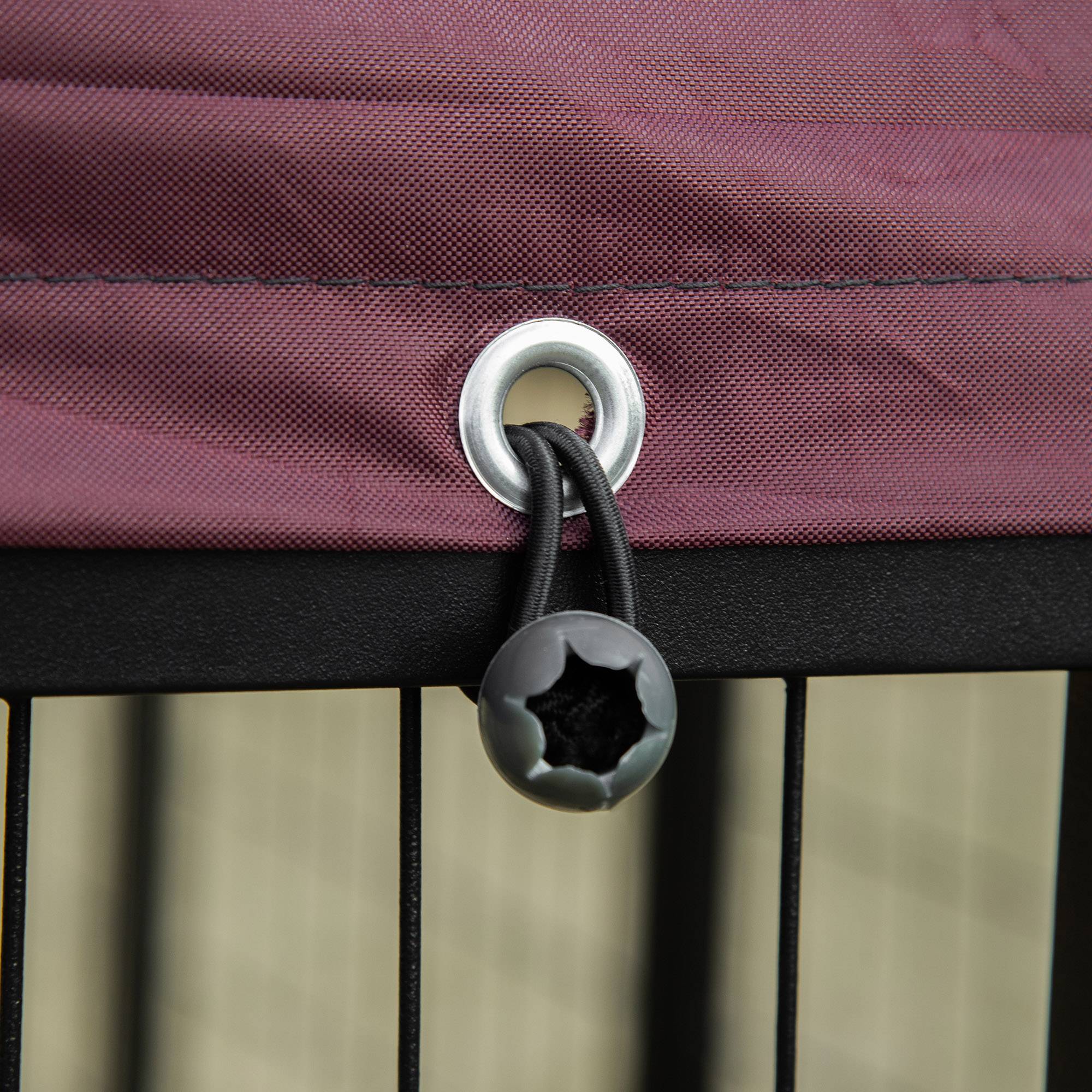 Parc extérieur pour chien en acier verrouillable, 2 gamelles rotatives et housse en tissu Oxford, niche, noir et rouge - Image 10