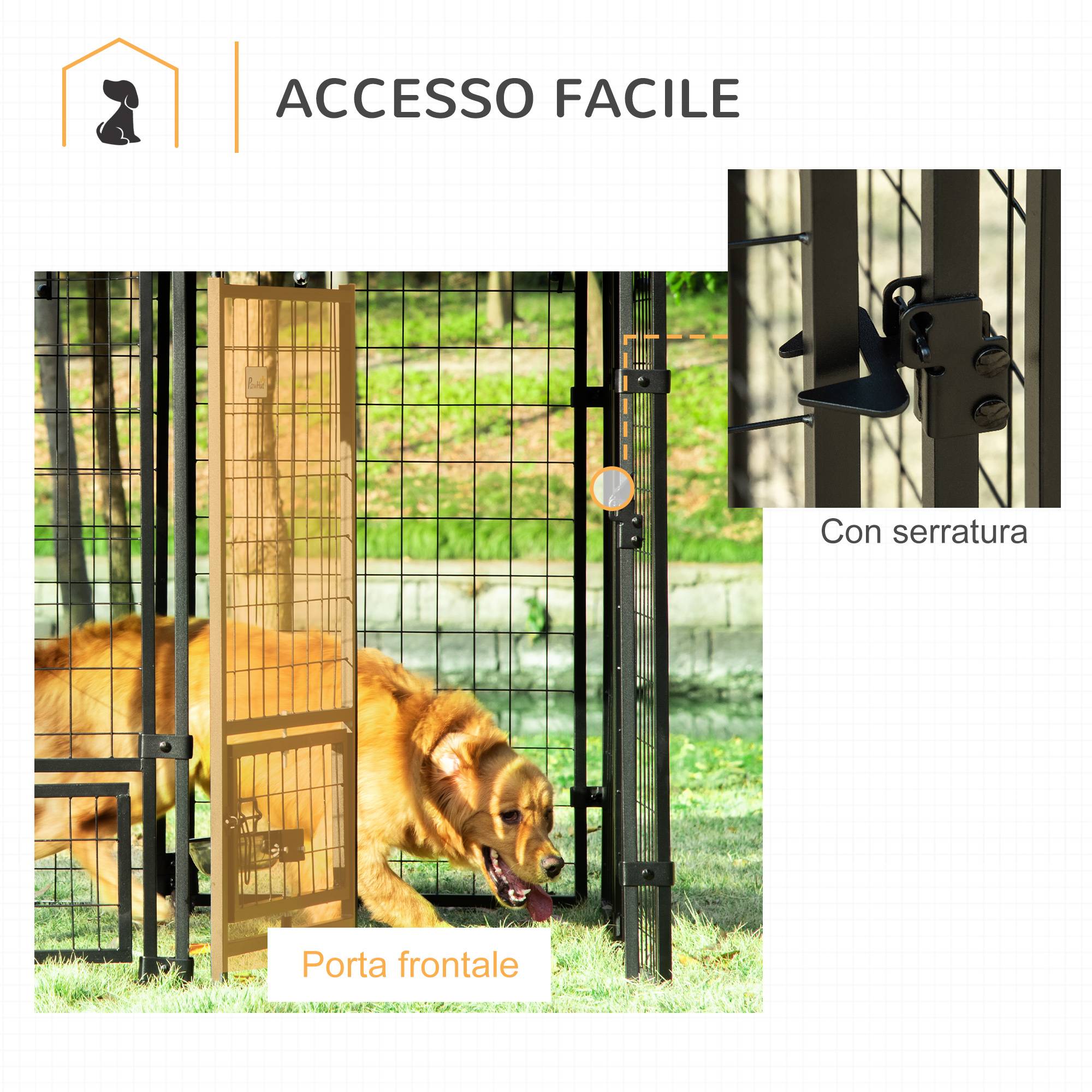 Parc extérieur pour chien en acier verrouillable, 2 gamelles rotatives et housse en tissu Oxford, niche, noir et rouge - Image 9
