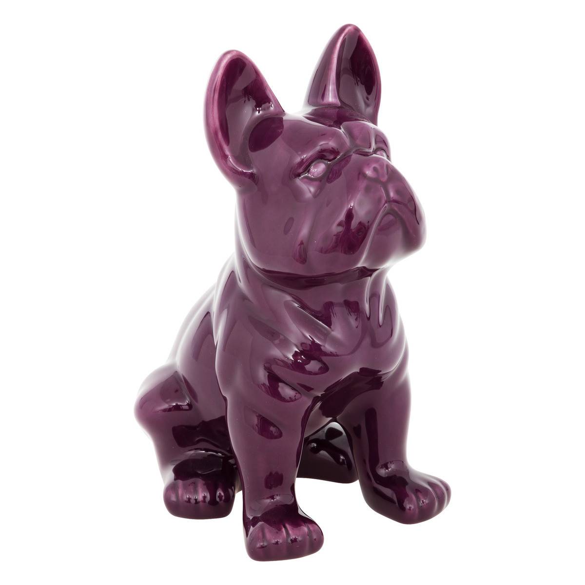 Atmosphera - Objet décoratif Bulldog Violet en céramique H 22 cm - Image 1
