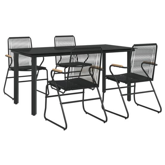 Vidaxl - Ensemble à manger de jardin 5 pcs-Salons de jardin Noir Rotin PVC 429645 - Image 3