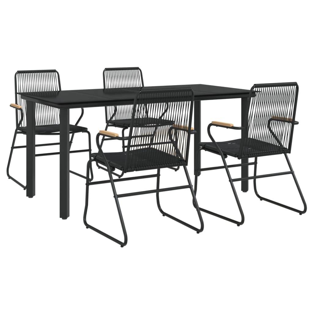 Vidaxl - Ensemble à manger de jardin 5 pcs-Salons de jardin Noir Rotin PVC 429645 - Image 3
