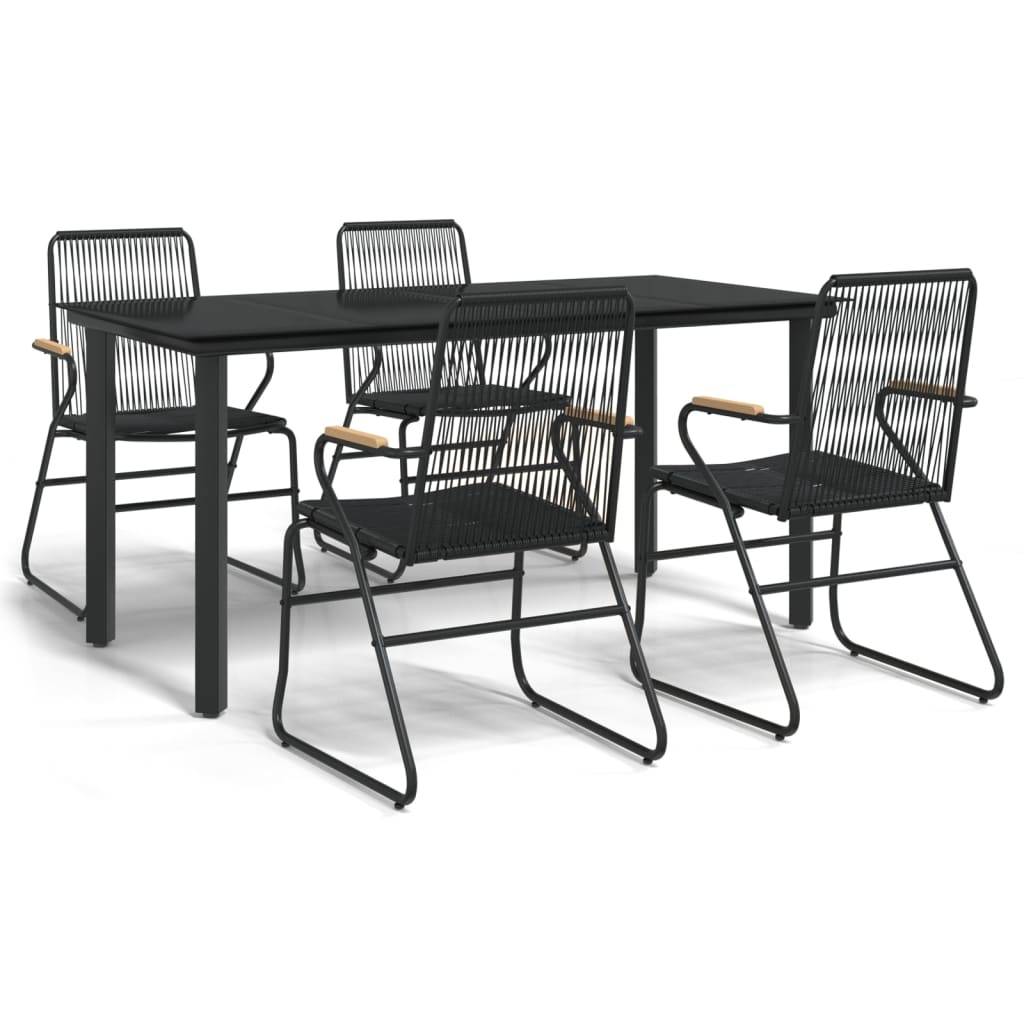 Vidaxl - Ensemble à manger de jardin 5 pcs-Salons de jardin Noir Rotin PVC 429645 - Image 2