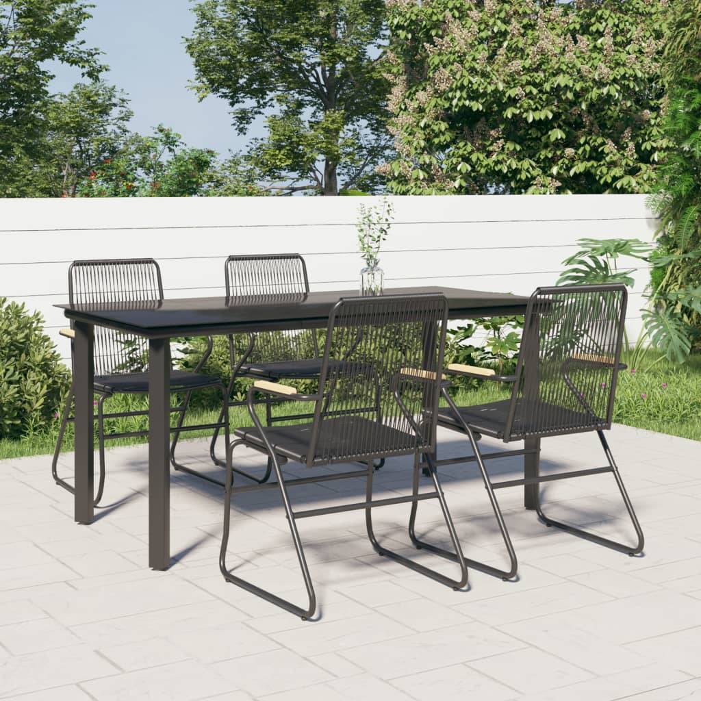 Vidaxl - Ensemble à manger de jardin 5 pcs-Salons de jardin Noir Rotin PVC 429645 - Image 1