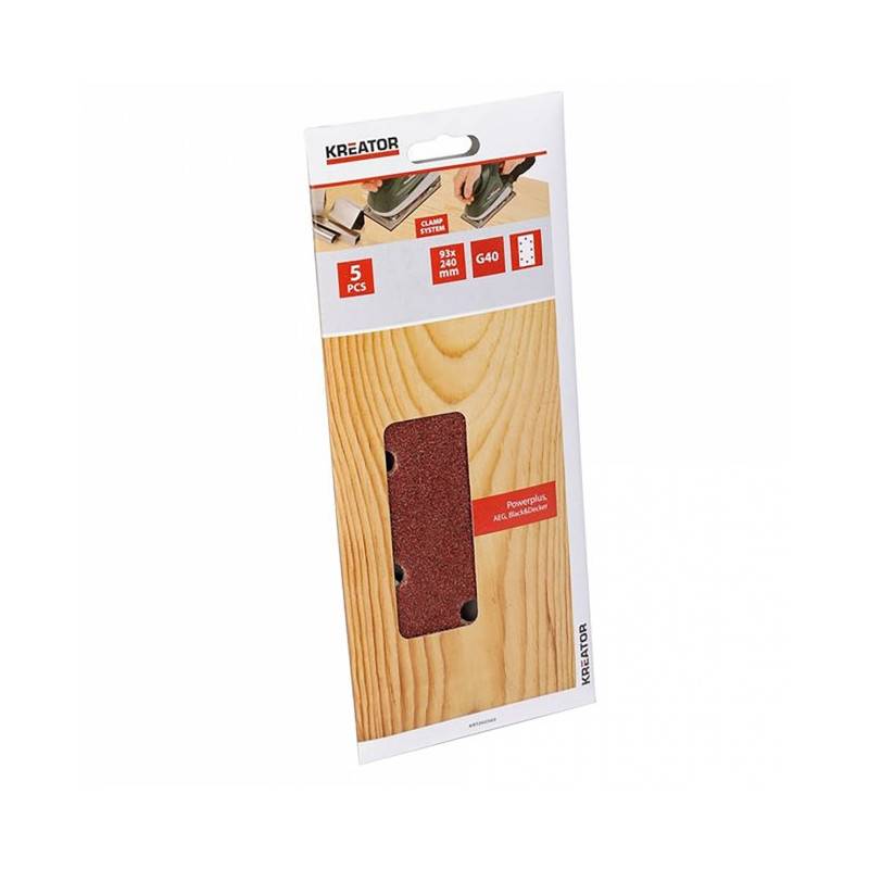 Kreator - Lot de 5 feuilles abrasives rectangulaires 93 x 230 mm - Grain 120 - Image 3