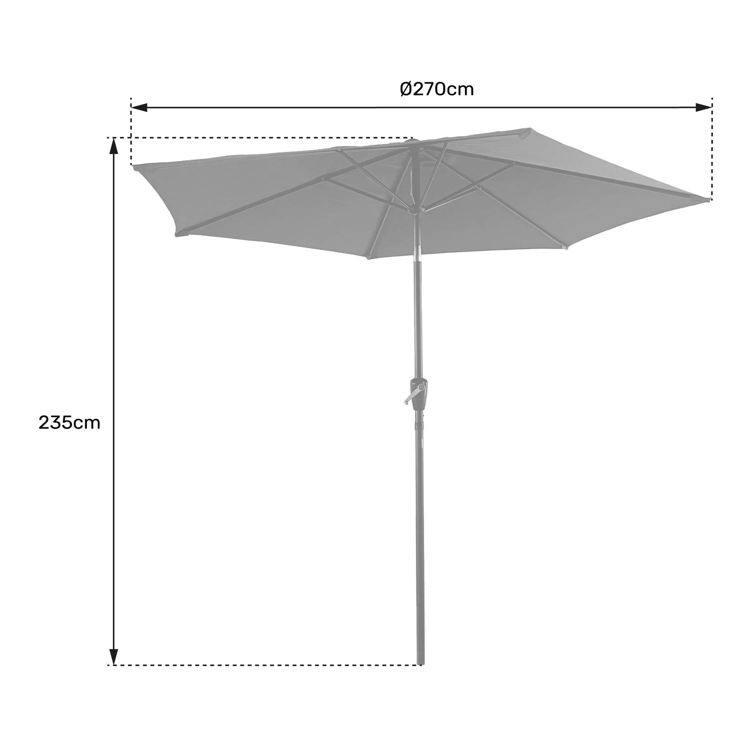 Happy Garden - Parasol droit HAPUNA rond 2,70m de diamètre noir - HAPPY GARDEN - Image 4