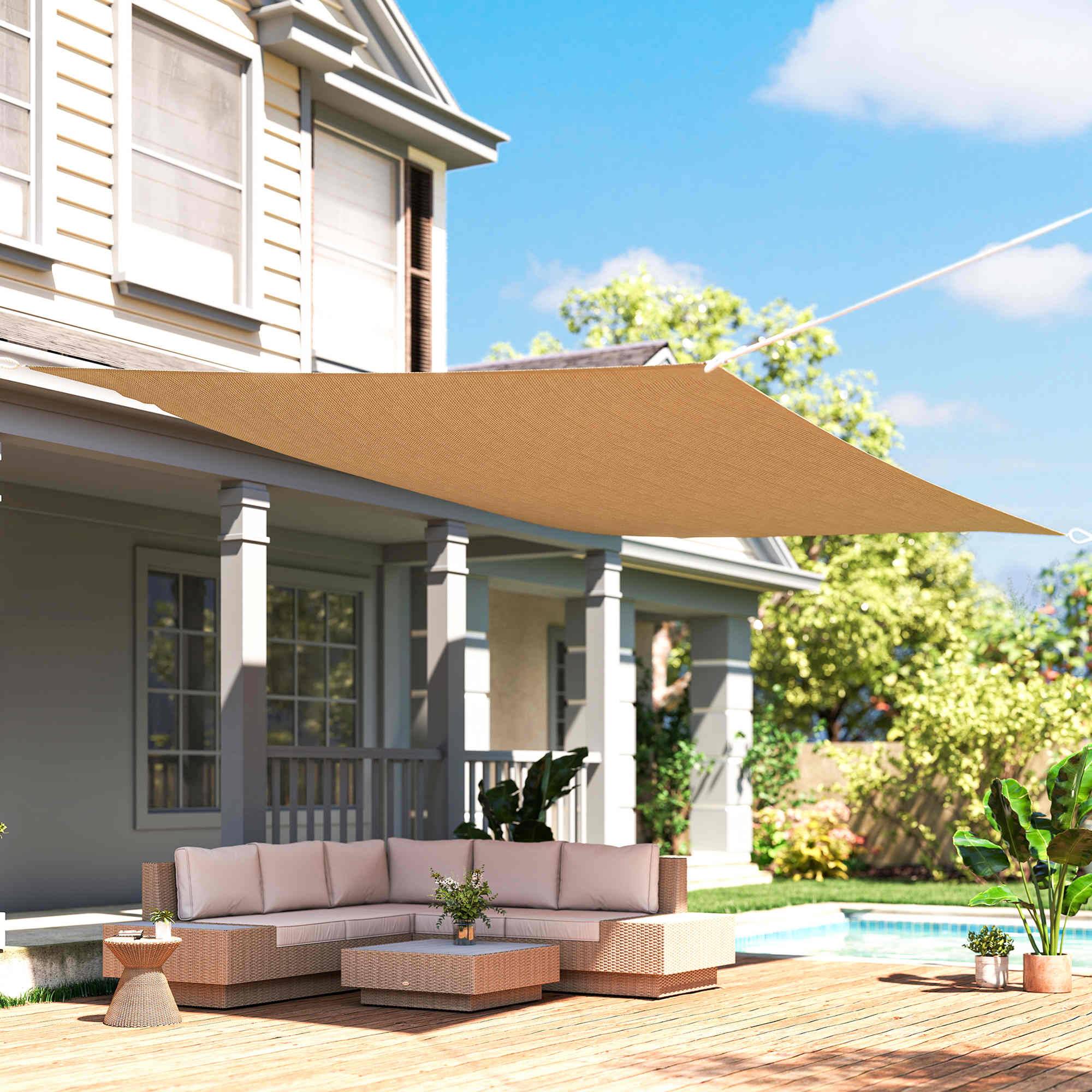 Voile d'ombrage Voile solaire - rectangulaire 4x6m anti-UV HDPE, pour terrasse piscine, sable fr230 - Image 4