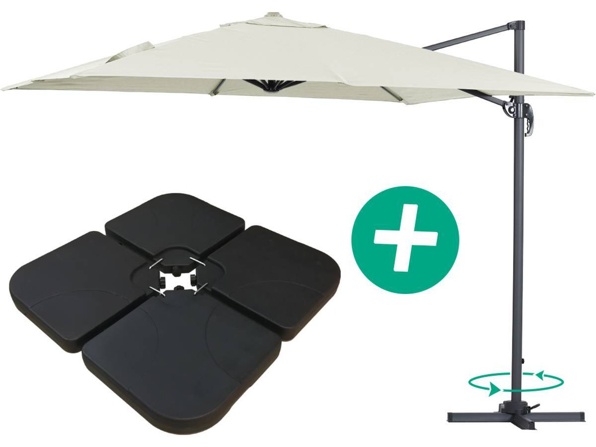 Habitat Et Jardin - Parasol Jardin Déporté Alu "sun 3" - Carré - 3 X 3 M - Ecru - Dalles Incluses -habitat Et Jardin - Image 1