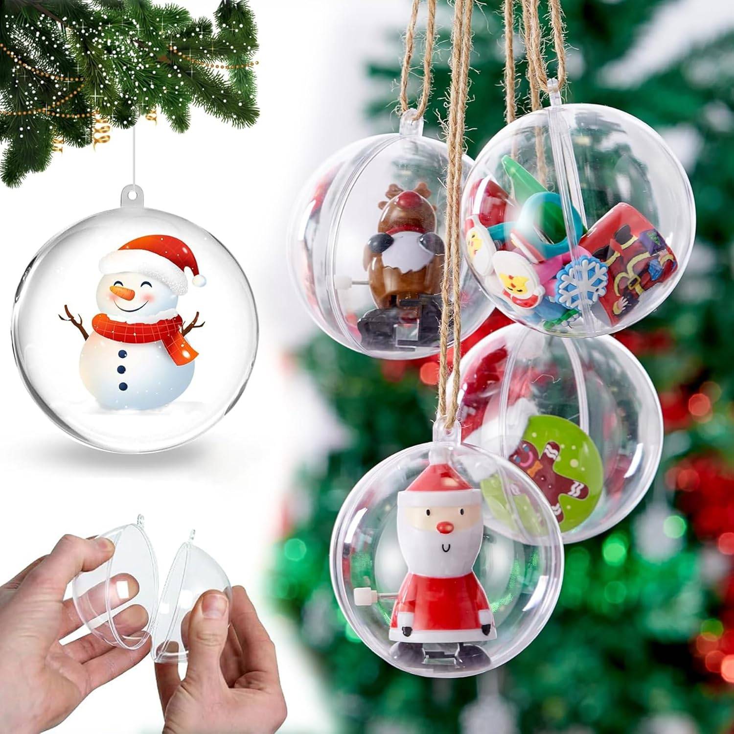 20 Pièces Boules De Noël Transparente, Ø 6 cm,Boule en Plastique A Remplir,Divisible et Réutilisable - Image 4