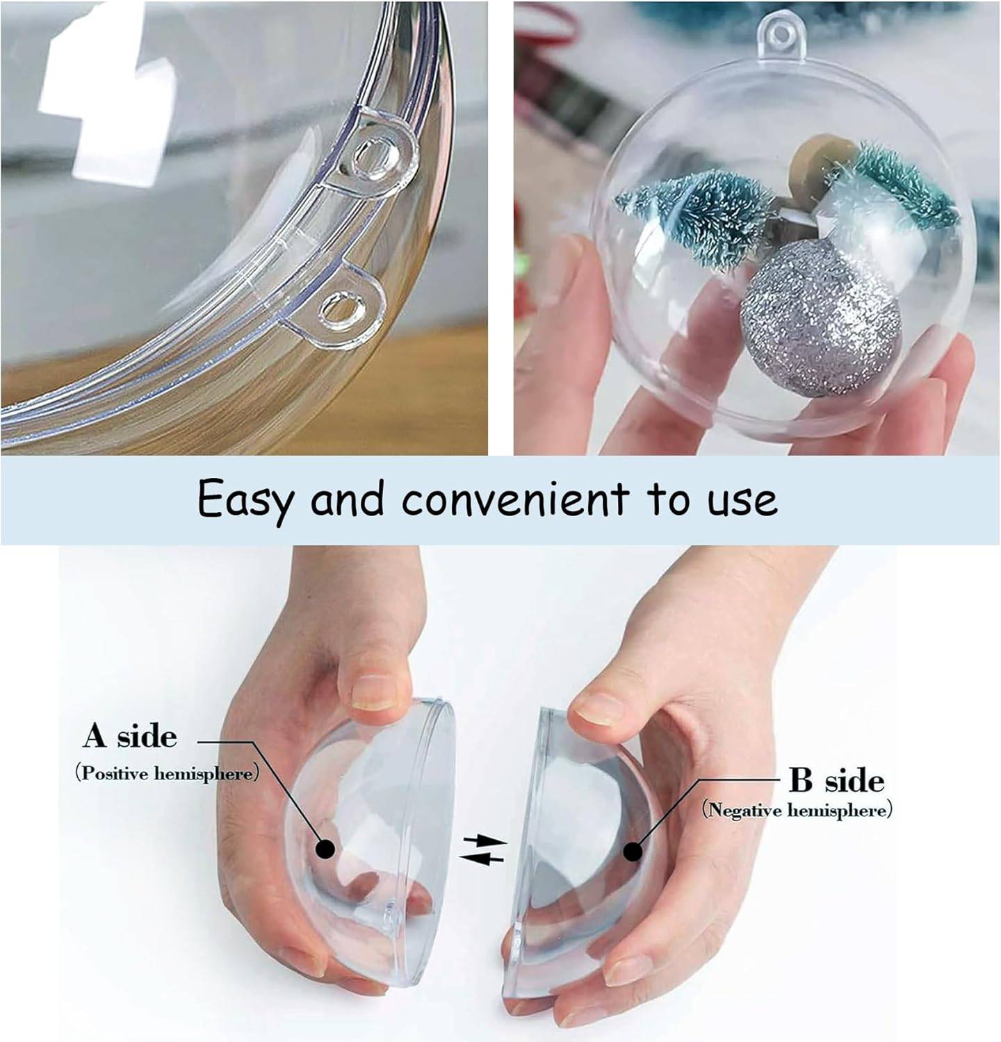 20 Pièces Boules De Noël Transparente, Ø 6 cm,Boule en Plastique A Remplir,Divisible et Réutilisable - Image 3