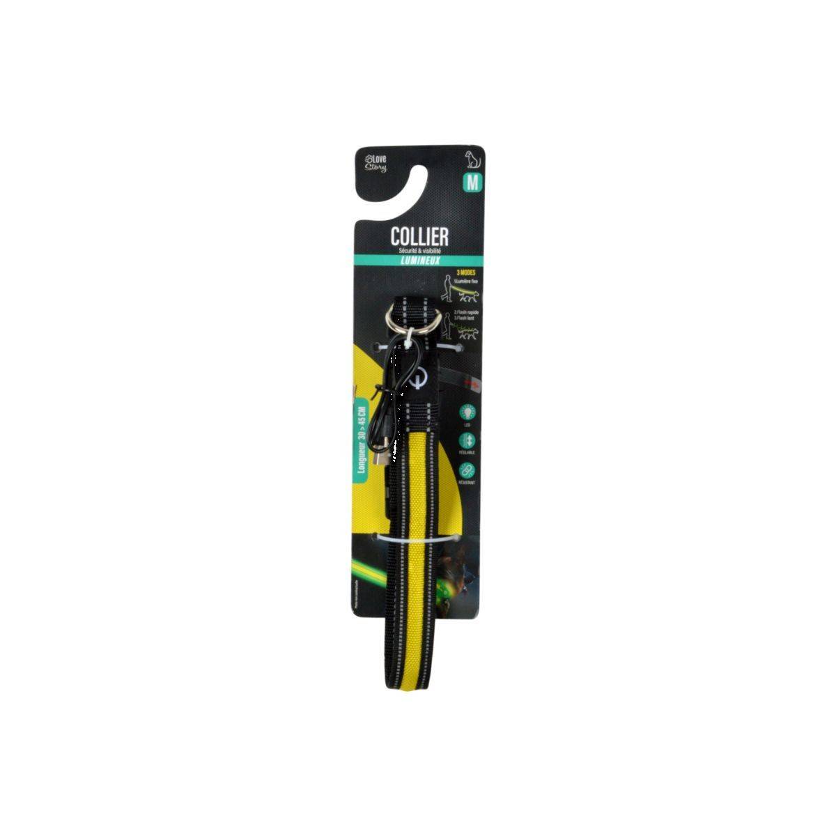 Love Story - Collier Lumineux Pour Chien "LED" 45cm Jaune - Image 5