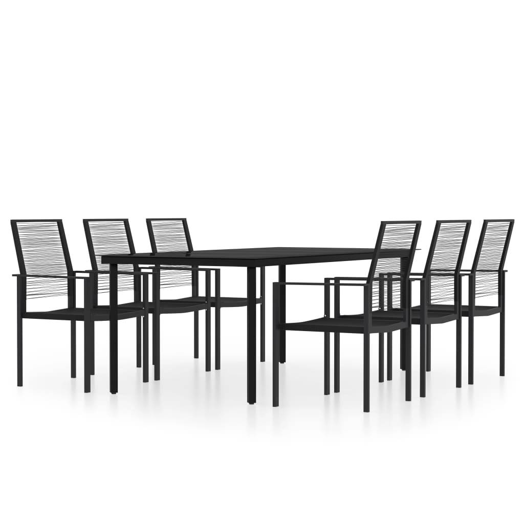 Grand Ensemble Repas 6P 200cm Rotin Creux PVC Acier Noir – ComfortXL Outdoor Living - Image 2