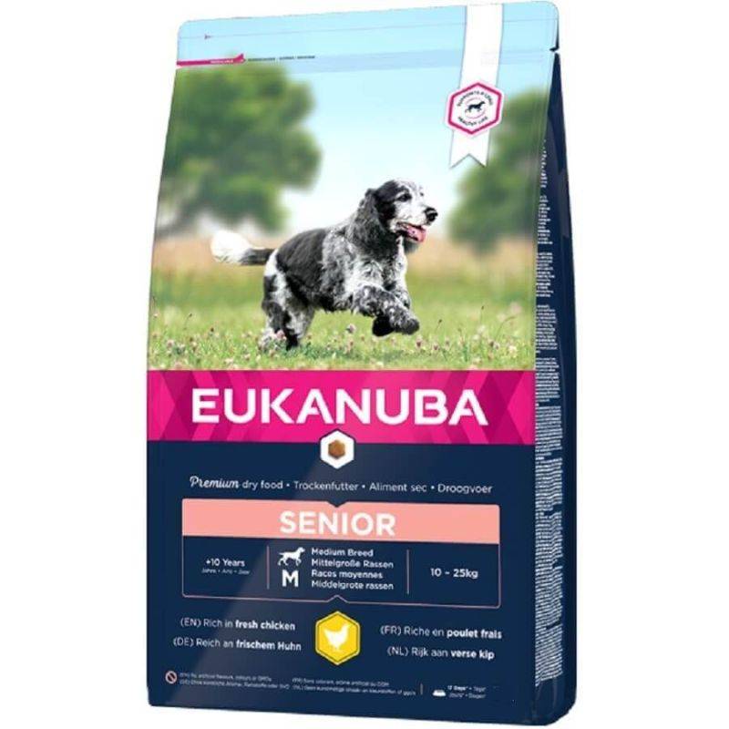 Eukanuba - CROQUETTES CHIEN SENIOR MEDIUM POULET - EUKANUBA 15 kg