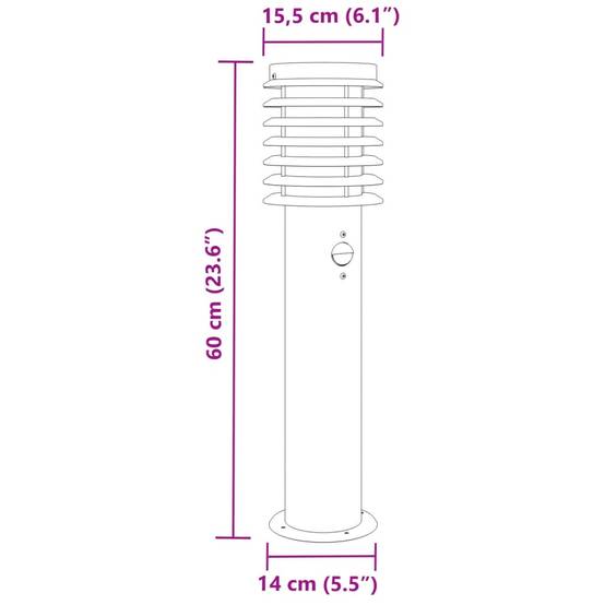 Lampadaire de jardin - Lampadaire d'extérieur avec capteur argenté acier inoxydable-JU1051 - Image 7