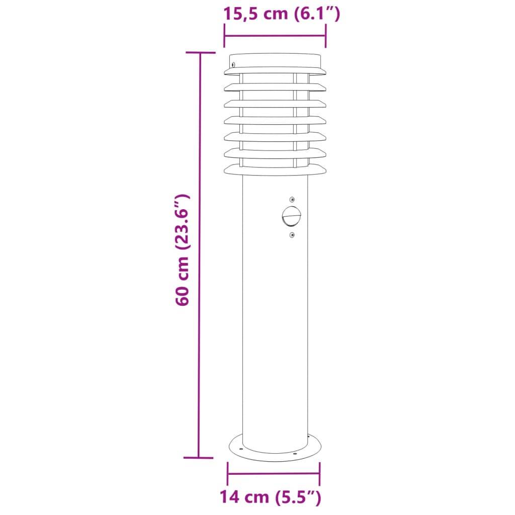 Lampadaire de jardin - Lampadaire d'extérieur avec capteur argenté acier inoxydable-JU1051 - Image 7