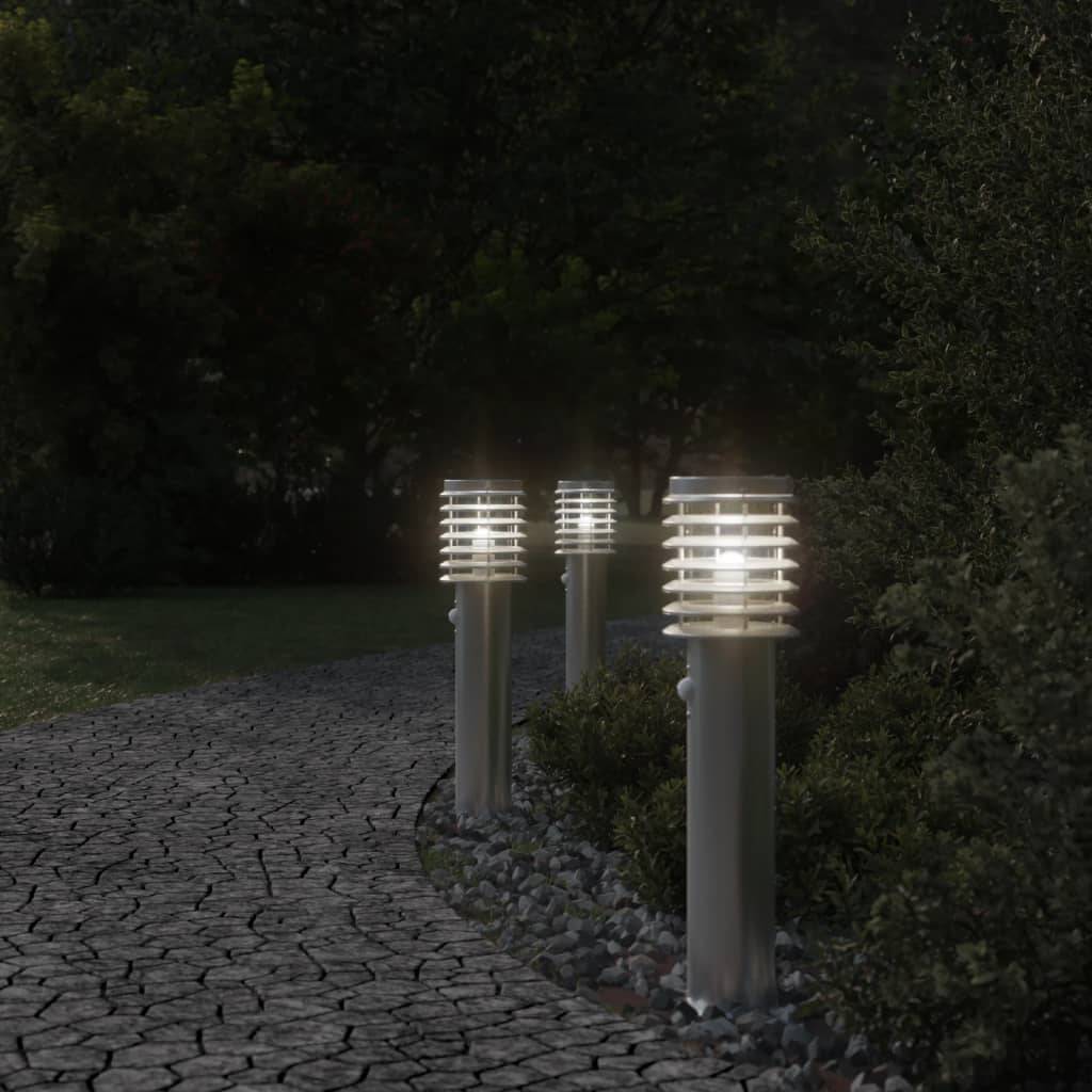 Lampadaire de jardin - Lampadaire d'extérieur avec capteur argenté acier inoxydable-JU1051 - Image 3