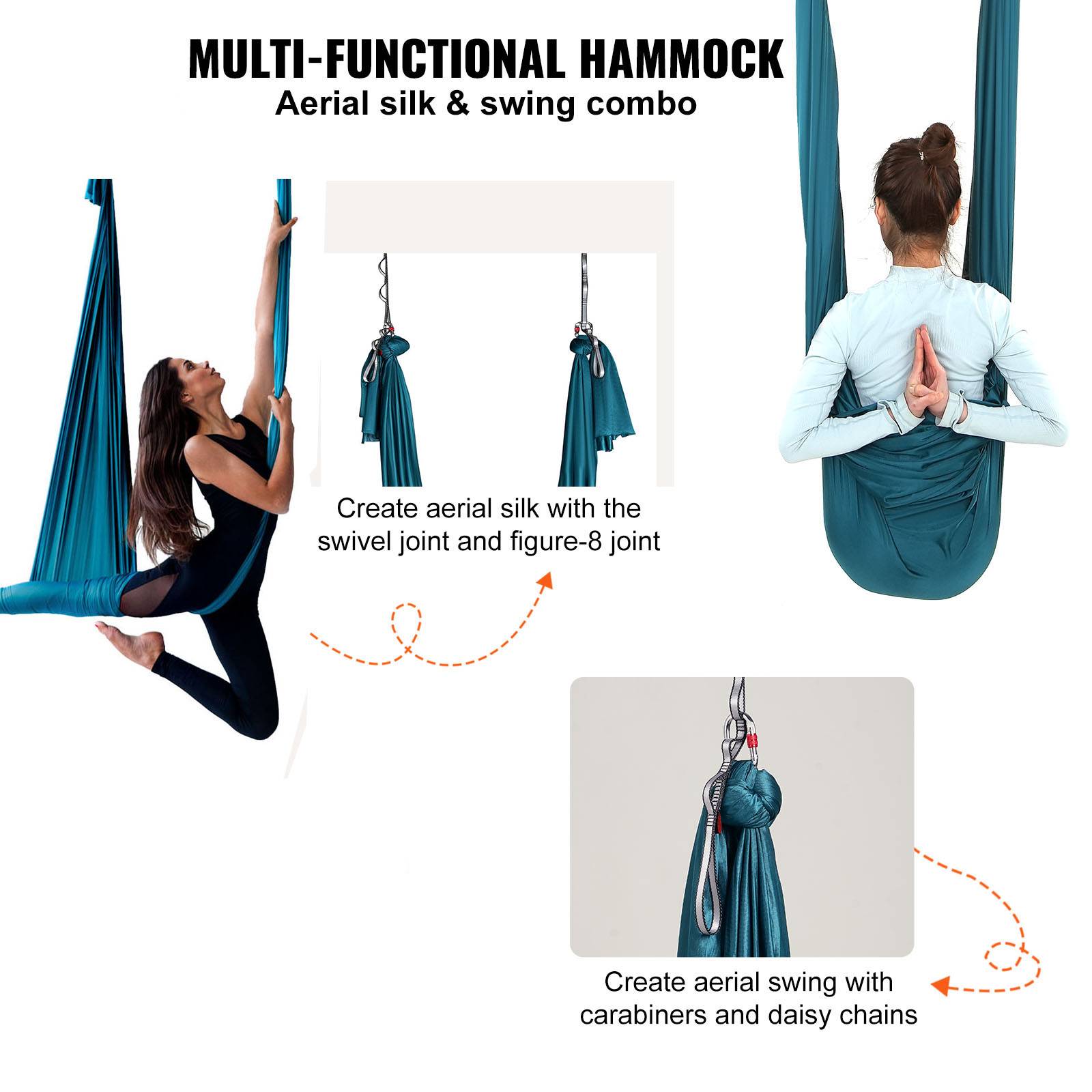 Hamac Yoga Aérien Wellsem – 5 M X 2,8 M, élastique, Capacité 900 Kg, Avec Mousquetons, Lavande