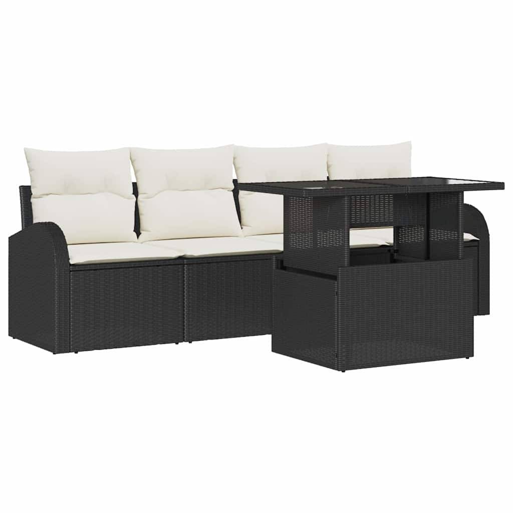 ComfortXL - Salon de jardin 4 places poly rotin pieds réglables design modulable pour jardin terrasse Noir et coussins Noirs – ComfortXL Outdoor Living - Image 2