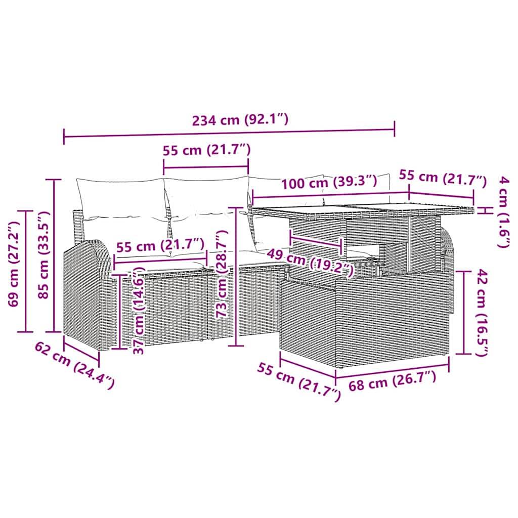 ComfortXL - Salon de jardin 4 places poly rotin pieds réglables design modulable pour jardin terrasse Noir et coussins Noirs – ComfortXL Outdoor Living - Image 8