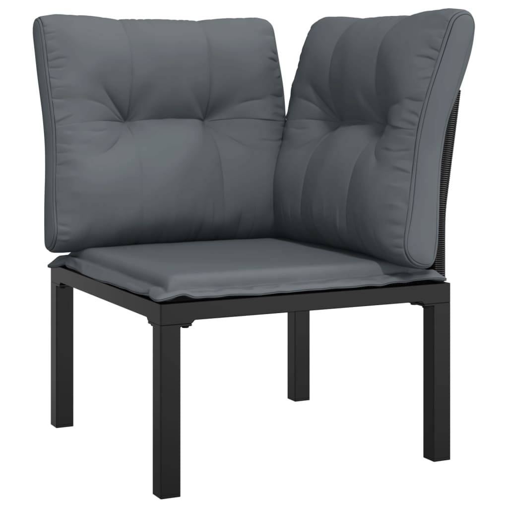 Salon de jardin 5 pcs | Mobilier d'extérieur noir et gris résine tressée Maison Chic - Image 4