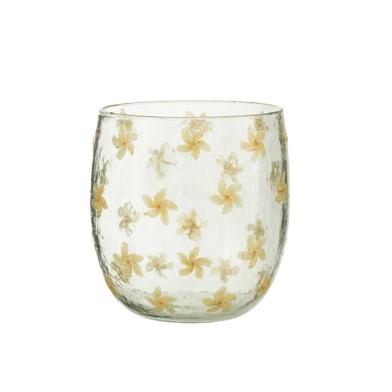 Photophore avec fleurs en verre multicouleur 19x19x20 cm - J-Line