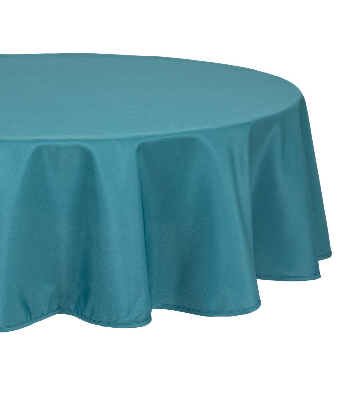 Nappe ronde anti-tache Bleu Canard  D 180 cm - Image 1