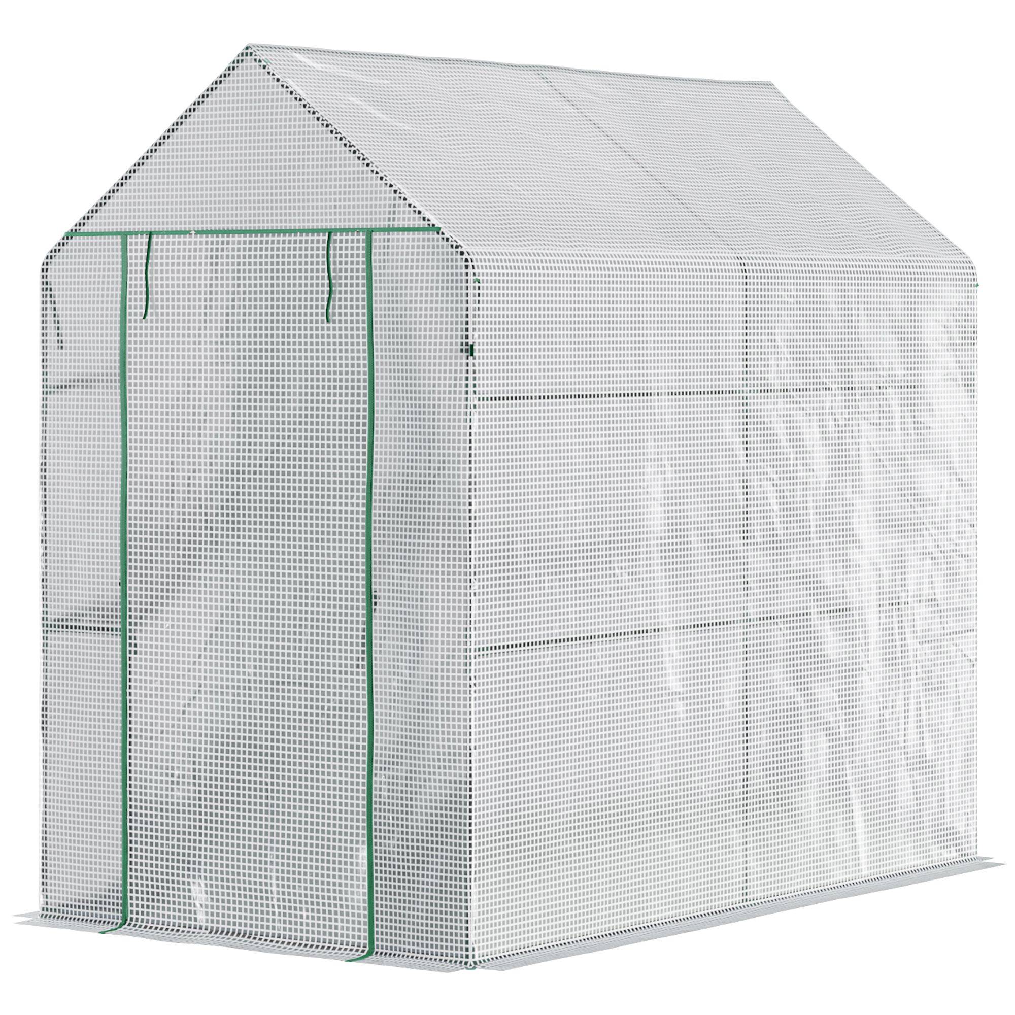 Sans Marque - Serre maison 186x120x190 cm structure acier PE 4 étagères serre intérieure porte charnières culture plantes légumes fleurs blanche - Image 2
