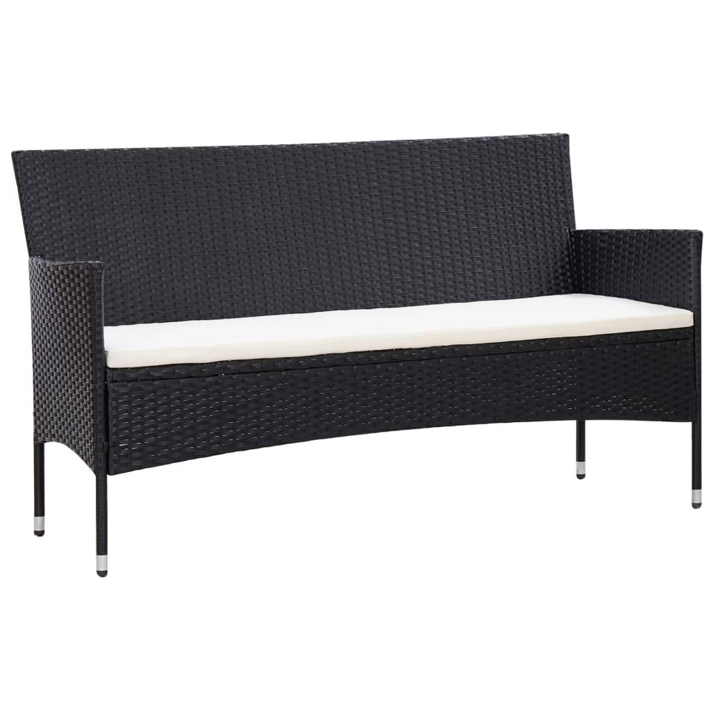 Helloshop26 - Salon de jardin meuble d'extérieur ensemble de mobilier 4 pièces avec coussins résine tressée noir - Image 4
