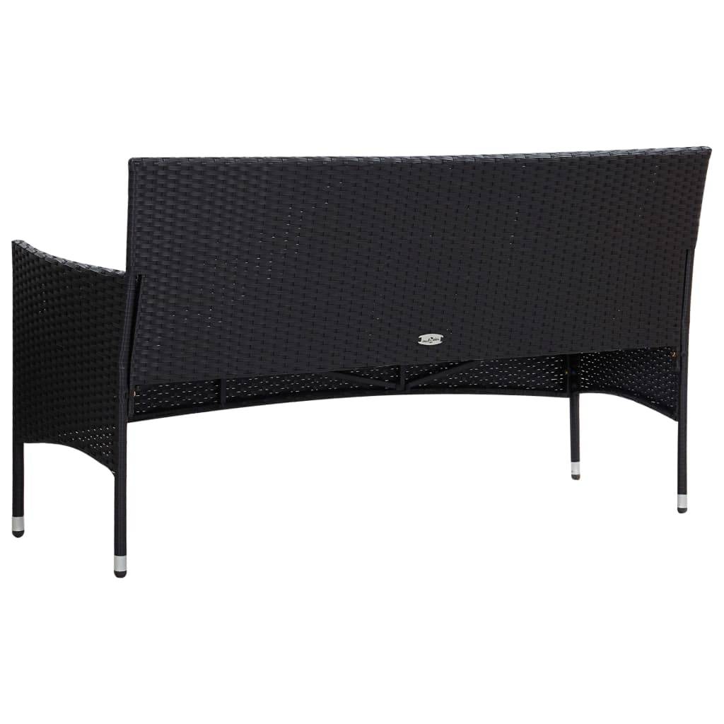 Helloshop26 - Salon de jardin meuble d'extérieur ensemble de mobilier 4 pièces avec coussins résine tressée noir - Image 6