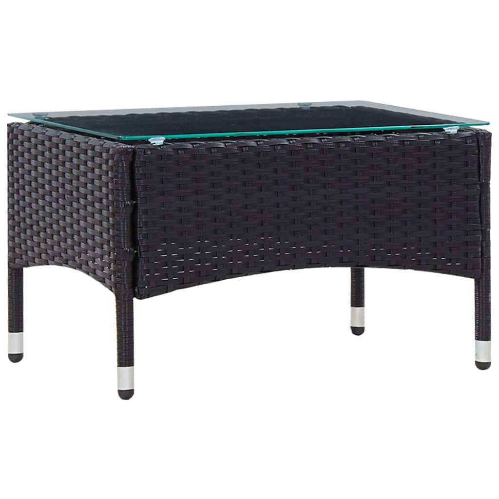 Helloshop26 - Salon de jardin meuble d'extérieur ensemble de mobilier 4 pièces avec coussins résine tressée noir - Image 2