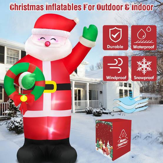 Décorations gonflables de Noël de 1,8 m, Père Noël, LED intégrées et piquets d'arrimage, gonflables géants de Noël pour la décoration de jardin - Image 3