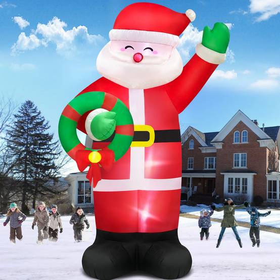 Décorations gonflables de Noël de 1,8 m, Père Noël, LED intégrées et piquets d'arrimage, gonflables géants de Noël pour la décoration de jardin - Image 1
