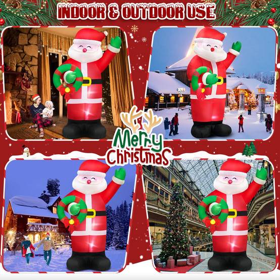 Décorations gonflables de Noël de 1,8 m, Père Noël, LED intégrées et piquets d'arrimage, gonflables géants de Noël pour la décoration de jardin - Image 5