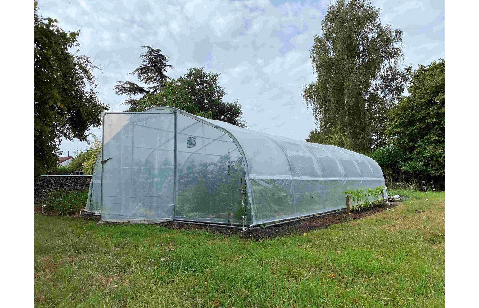 Serre de jardin - 45m² - 5 x 9m - pied droit 1,20m - polyéthylène haute densité - 1 porte pivotante - aérations latérales - LES SERRES TONNEAU - Image 2