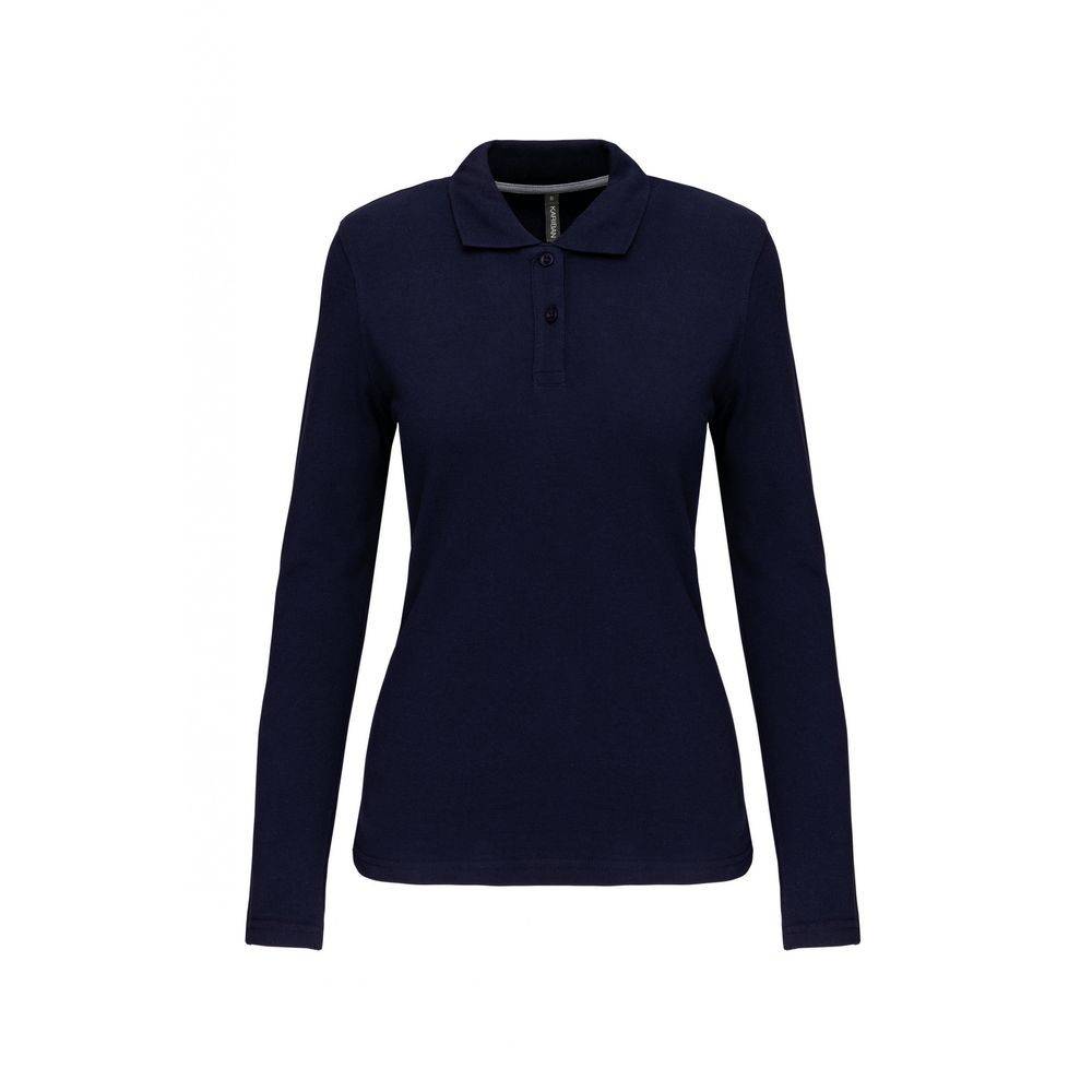 Polo de travail femme manches longues Kariban 100% coton Bleu Marine M - Image 1