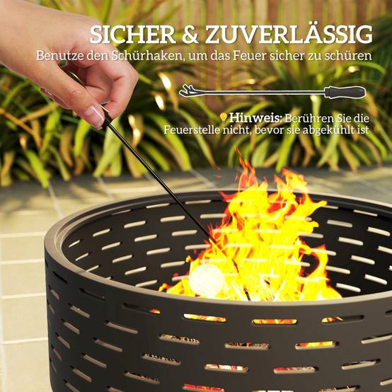 ComfortXL - Braséro Barbecue 3en1 Acier Jardin Table Grill Grille Ø60cm Gris - ComfortXL Outdoor Living - Image 4