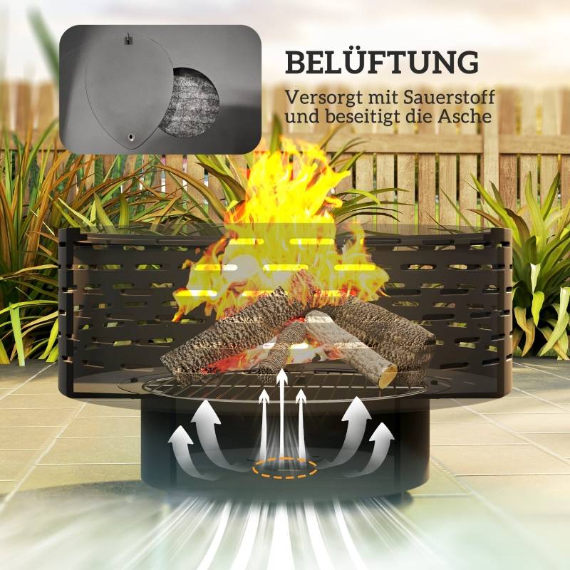 ComfortXL - Braséro Barbecue 3en1 Acier Jardin Table Grill Grille Ø60cm Gris - ComfortXL Outdoor Living - Image 6