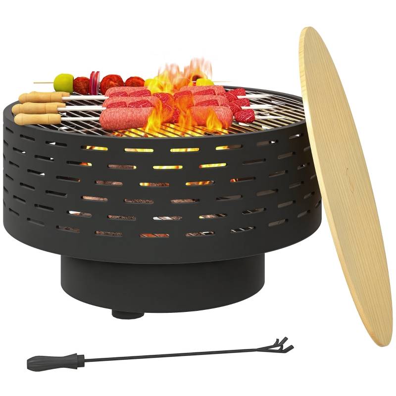 ComfortXL - Braséro Barbecue 3en1 Acier Jardin Table Grill Grille Ø60cm Gris - ComfortXL Outdoor Living - Image 7