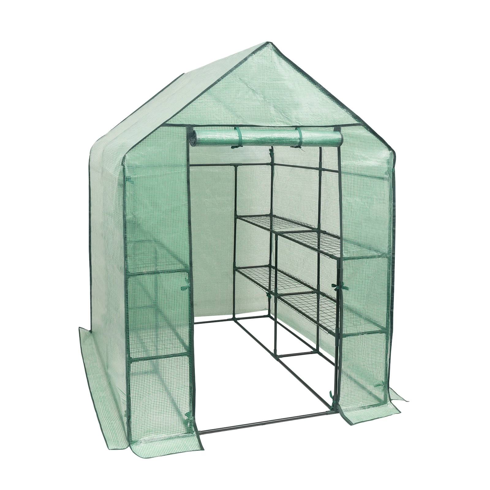 Serre de jardin acier et PE pour extérieur protection plantes 143x143x195cm vert - ComfortXL Outdoor Living - Image 5