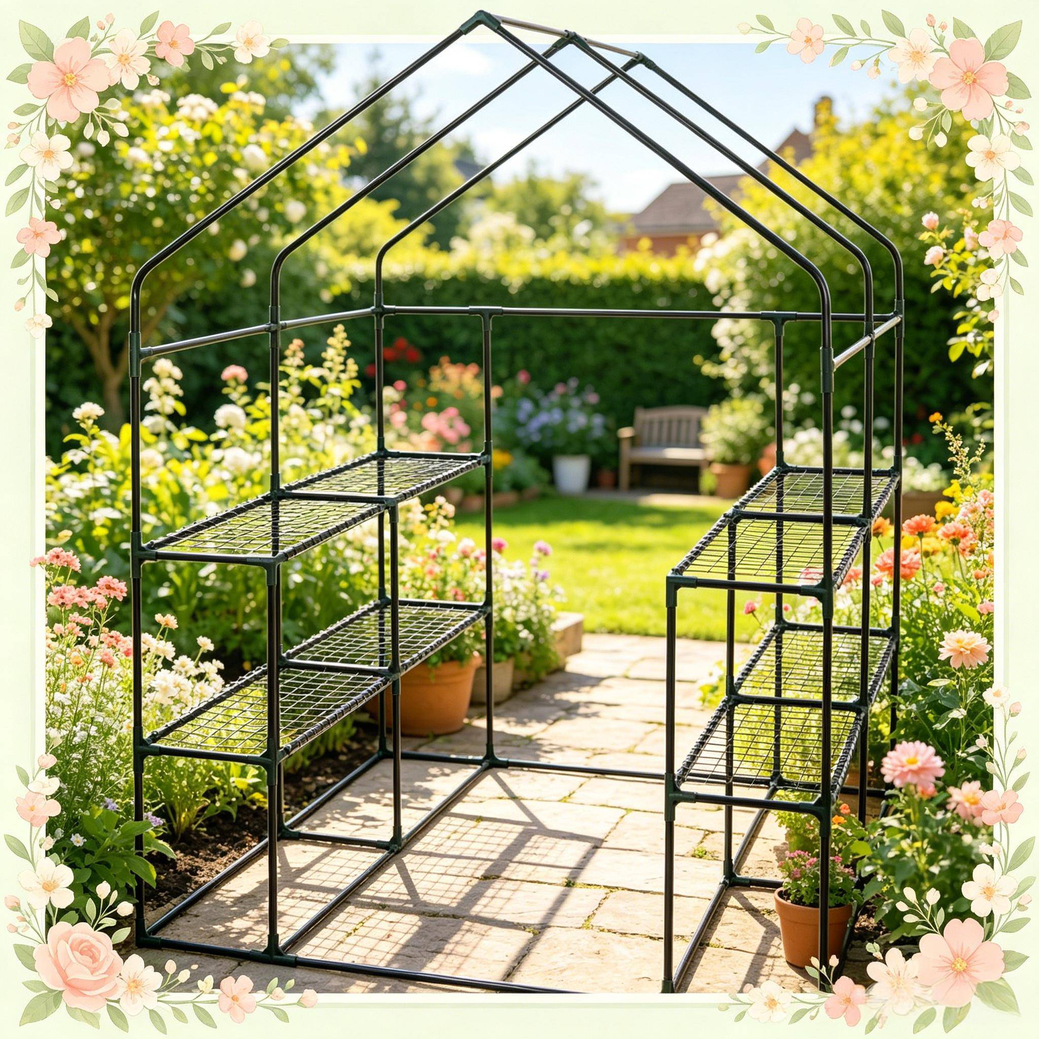 Serre de jardin acier et PE pour extérieur protection plantes 143x143x195cm vert - ComfortXL Outdoor Living - Image 2