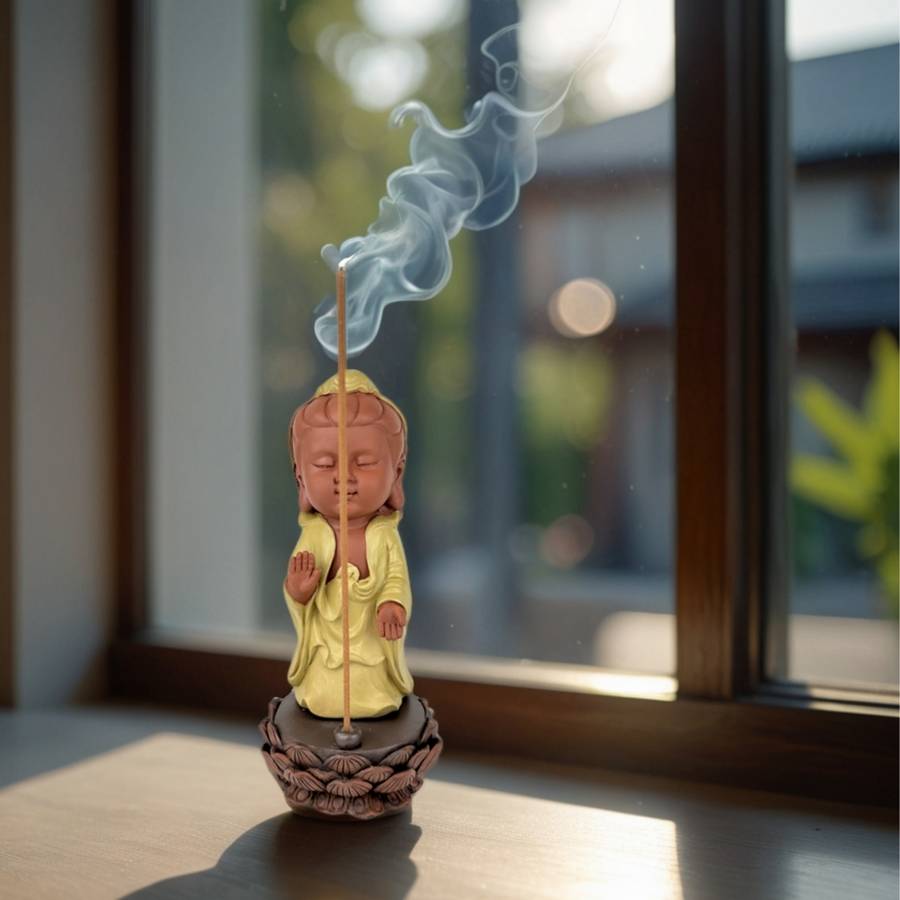 Zen Light - Statue Bouddha Porte-Encens Akshobhya- Porte-Bonheur -Ambiance Zen - Cadeau Spirituel -H25cm–Zen'Light - Image 8