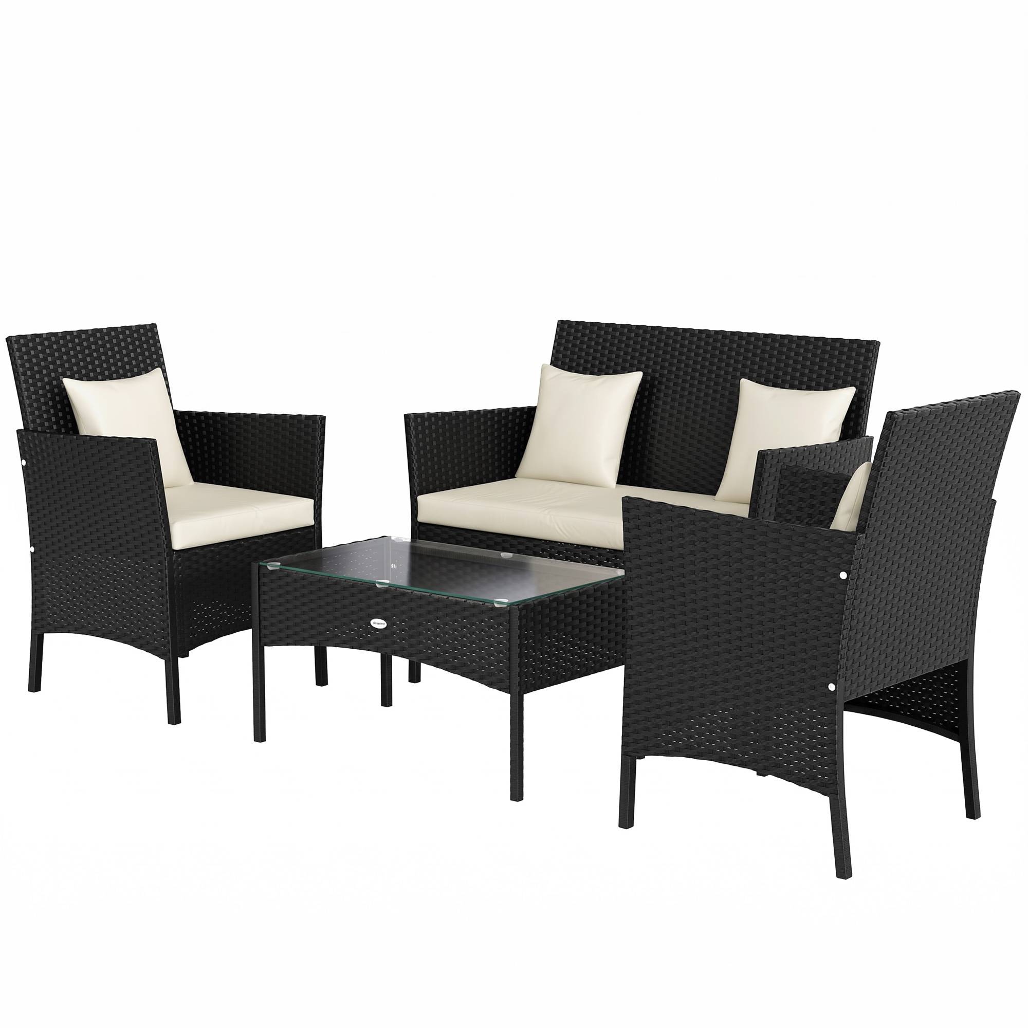 Ensemble jardin 4 pcs rotin, 2 chaises, fauteuil 2 places et table basse - Image 2