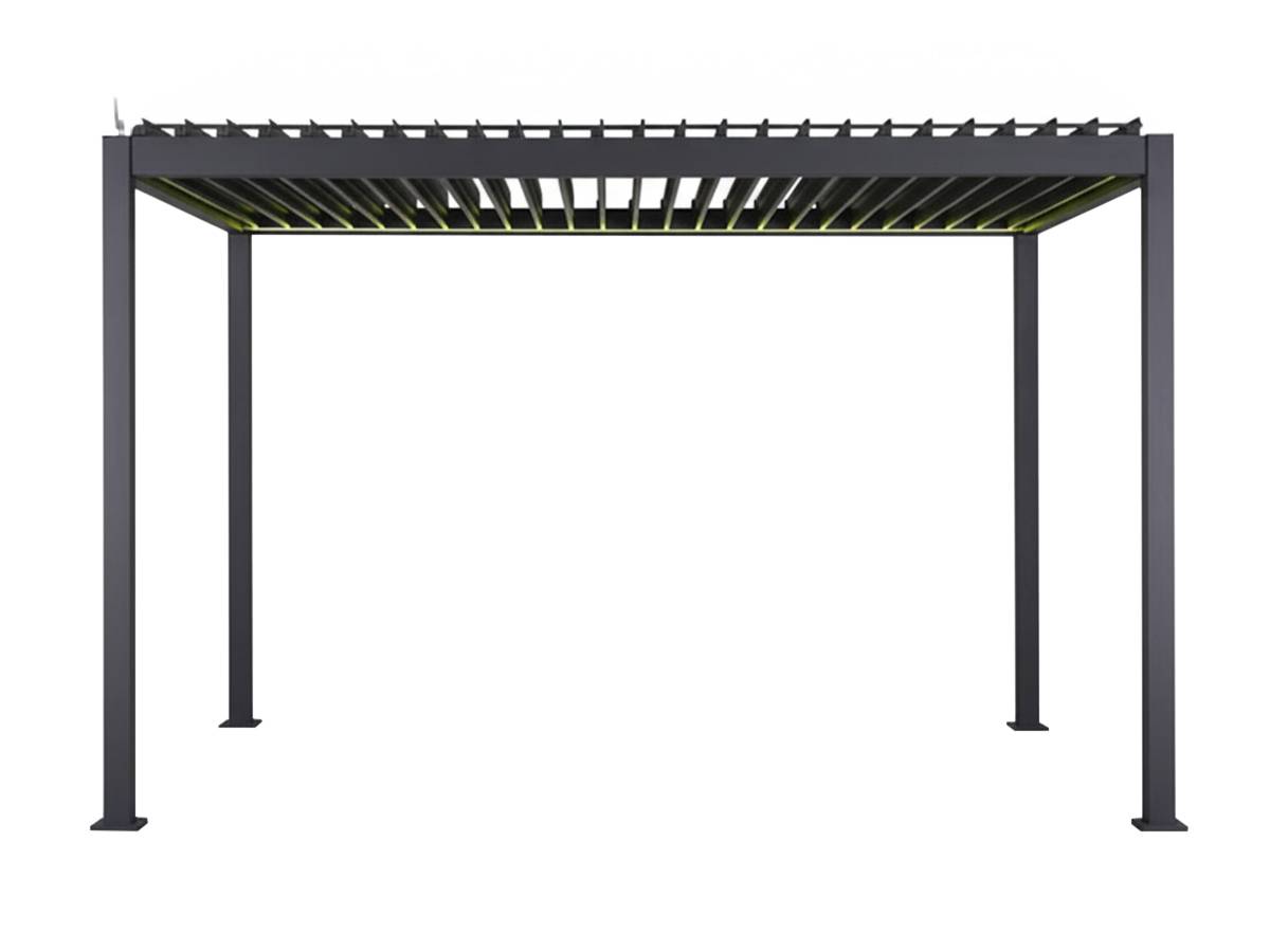 Hesperide - Kit pergola bioclimatique électrique Evora Graphite 4 x 3 m Hespéride + Store 4 m - Image 2