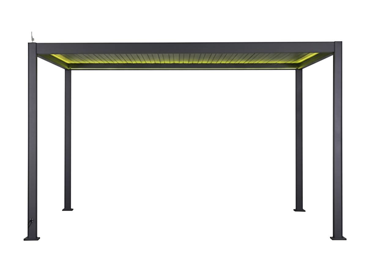 Hesperide - Kit pergola bioclimatique électrique Evora Graphite 4 x 3 m Hespéride + Store 4 m - Image 3