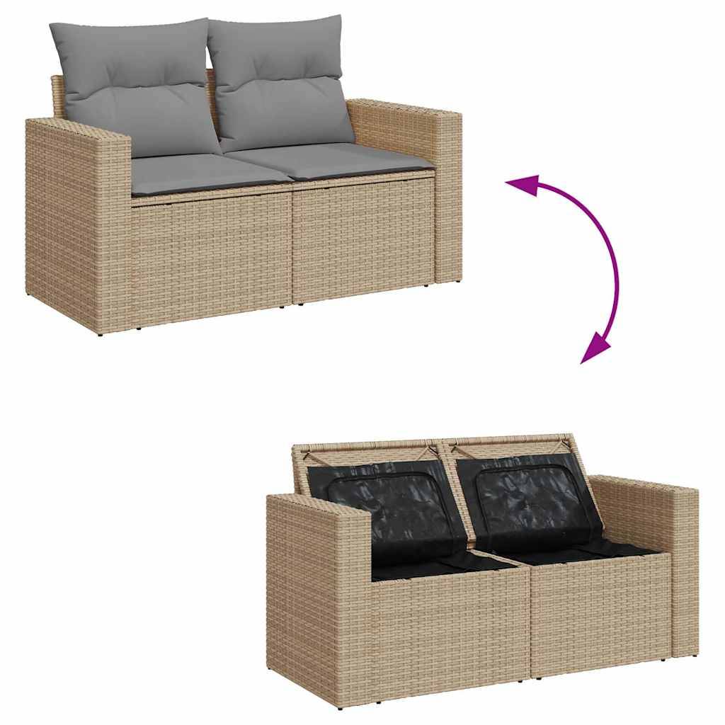 Salon de jardin modulable 9 personnes résine tressée beige table transformable et rangements – ComfortXL Outdoor Living - Image 10