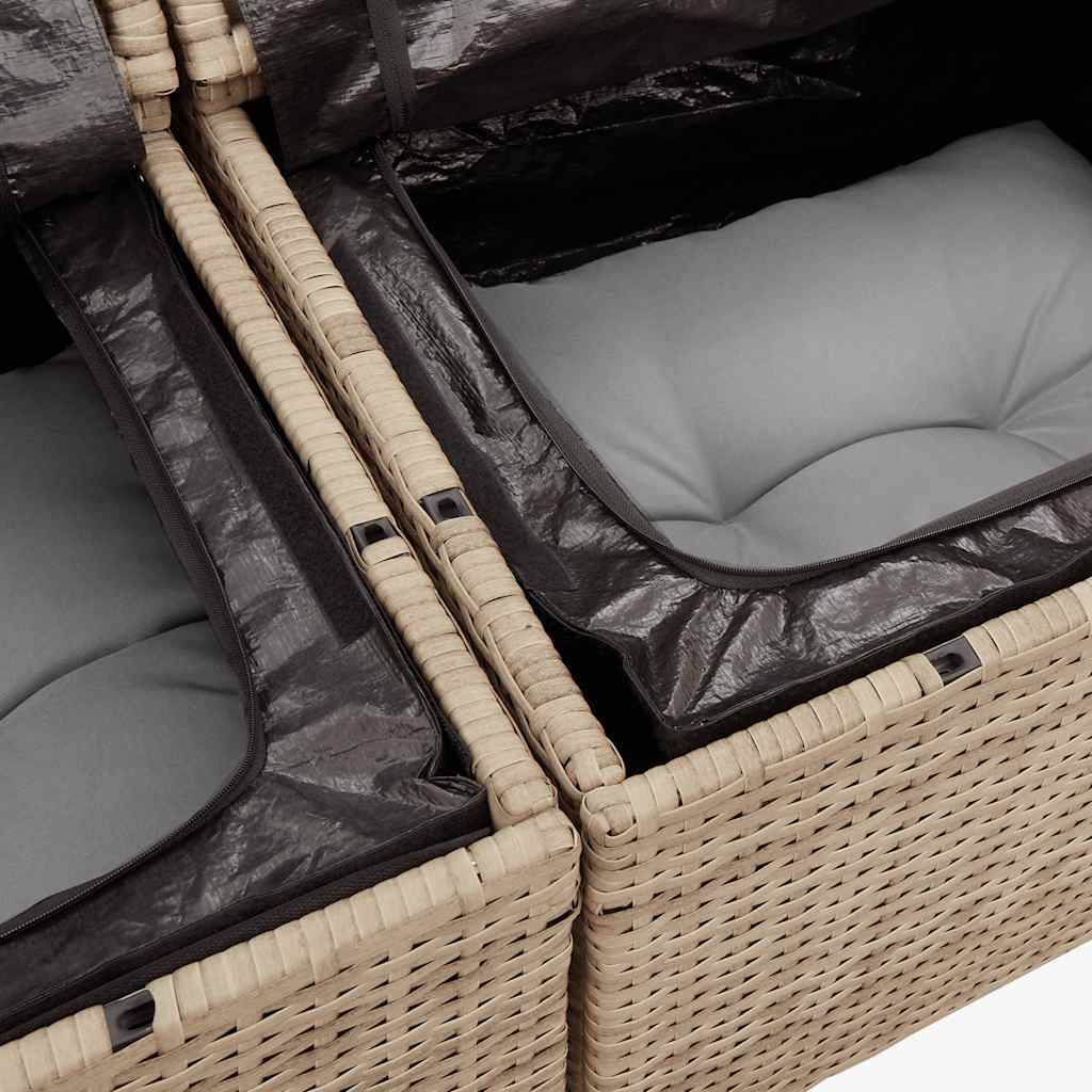 Salon de jardin modulable 9 personnes résine tressée beige table transformable et rangements – ComfortXL Outdoor Living - Image 5
