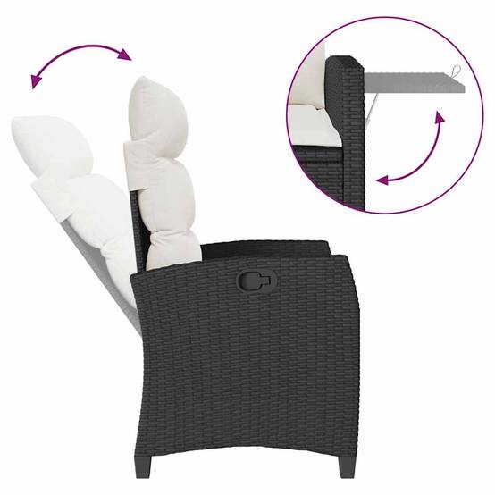 ComfortXL - Fauteuil de jardin inclinable en polyrotin avec table d'appoint et coussins pour relaxation extérieur Noir – ComfortXL Outdoor Living - Image 8
