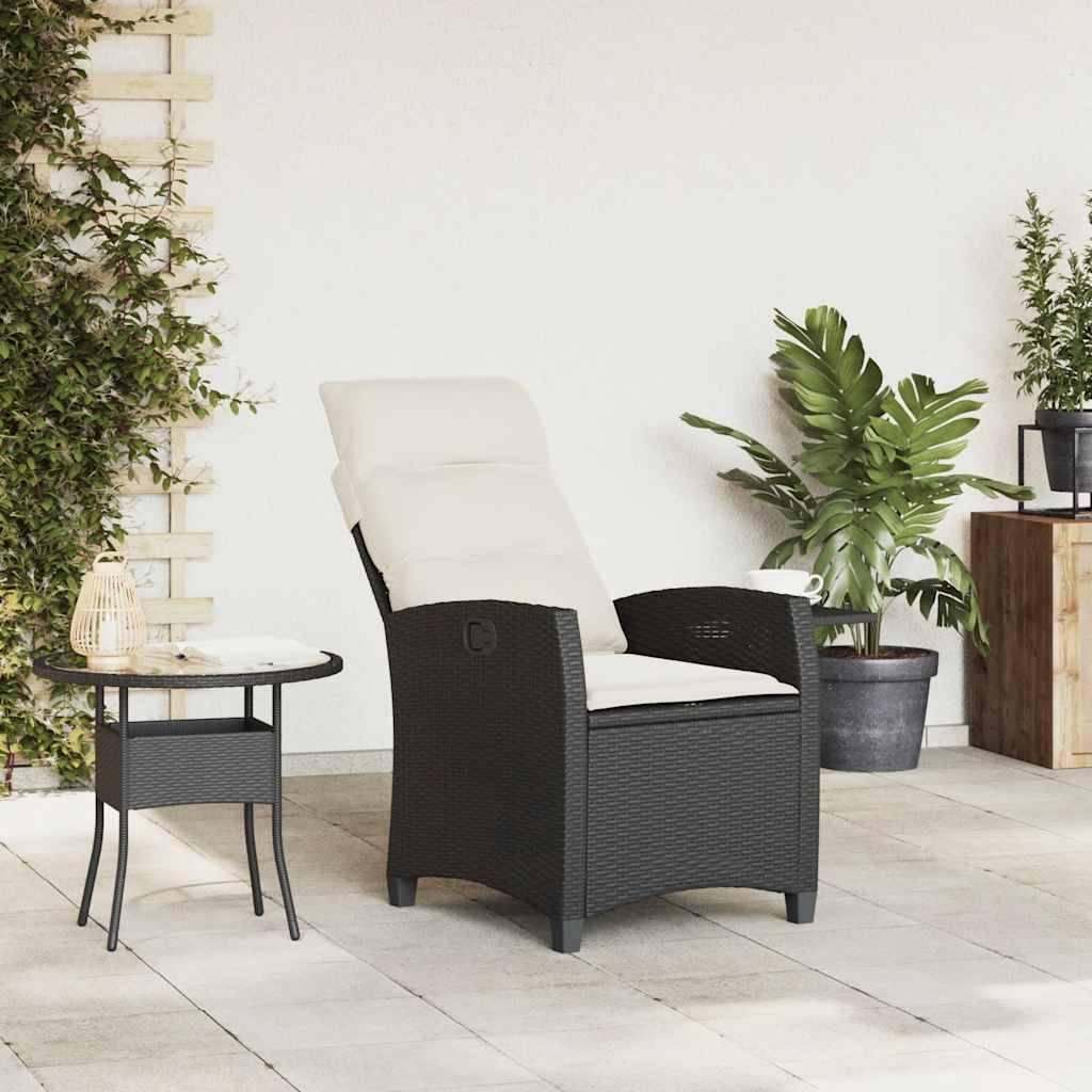 ComfortXL - Fauteuil de jardin inclinable en polyrotin avec table d'appoint et coussins pour relaxation extérieur Noir – ComfortXL Outdoor Living - Image 3